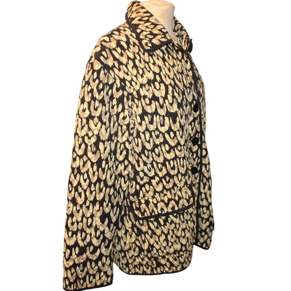 Vintage MAGGY LONDON Quilted Barn Coat Sz 10 Silk Leopard Print Jacket Luxury - Picture 3 of 8